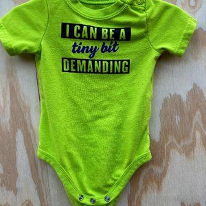 Garanimals Yellow Green "Demanding" Onesie, 6-9 months
